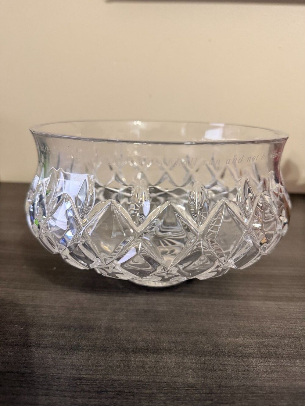 Isaiah 40:31 Etched Crystal Pedestal Bowl Religious Scripture Compote Dish